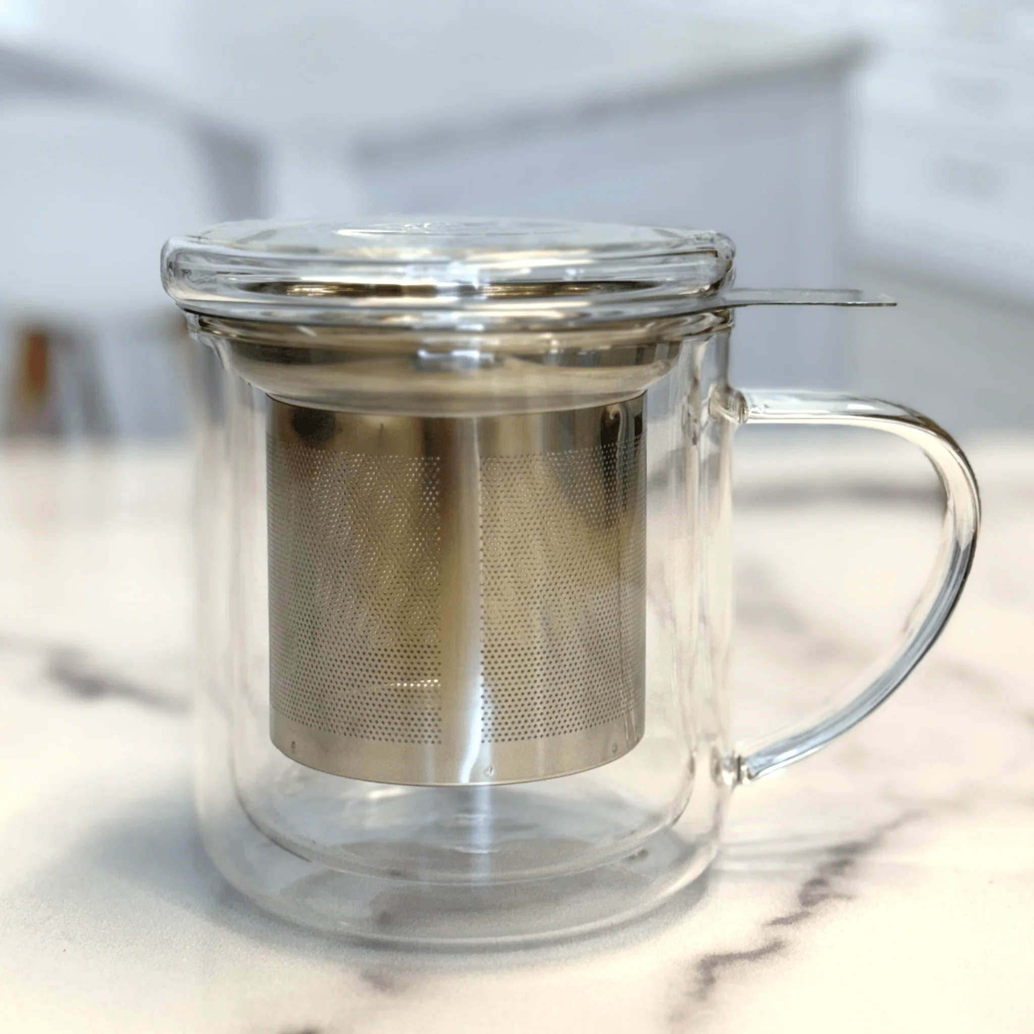 Teabloom Glass Tea Infuser Mug with Glass Lid - Image 2